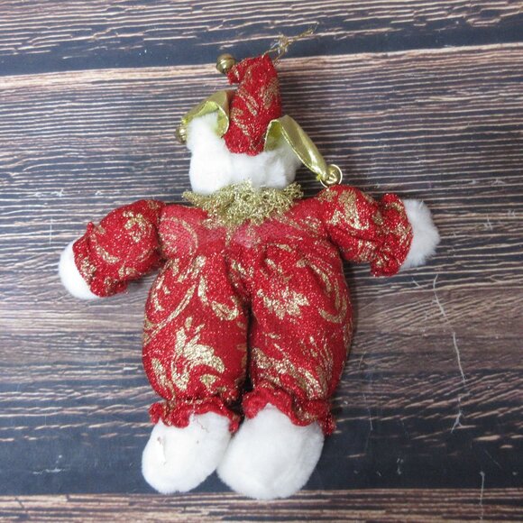 Christmas Jester 8" Plush Bear - Vintage - Picture 4 of 5
